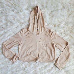 NEW - Fashion Nova Distressed Crop Hoodoe